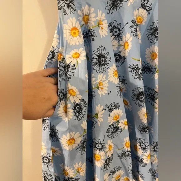 Blue Daisy Print Sundress with Yellow Straps - Picture 2 of 7